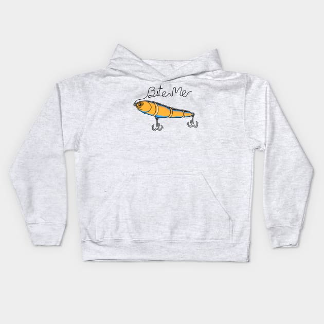 Bite Me Fishing Lure Kids Hoodie by Tebscooler